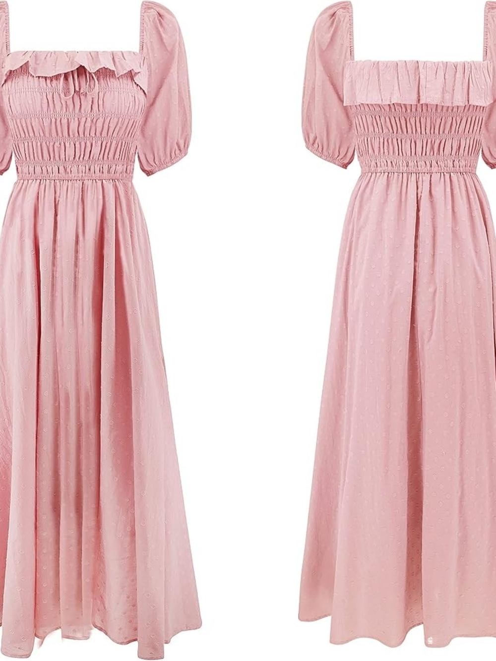 Smocked Puff Sleeve Midi Dress, Upcycled